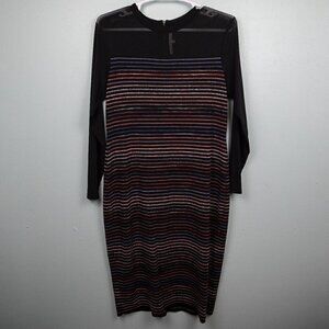 RACHEL Rachel Roy Illusion striped midi sweater dress-2X